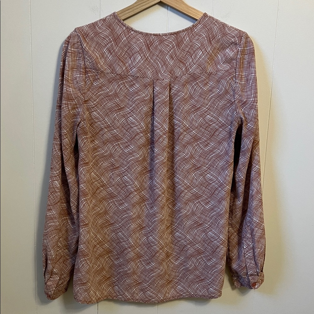 Boden Gwyneth Pink Cream Wavy Stripe Printed Button Up Long Sleeve Blouse Top 8 - Picture 5 of 14